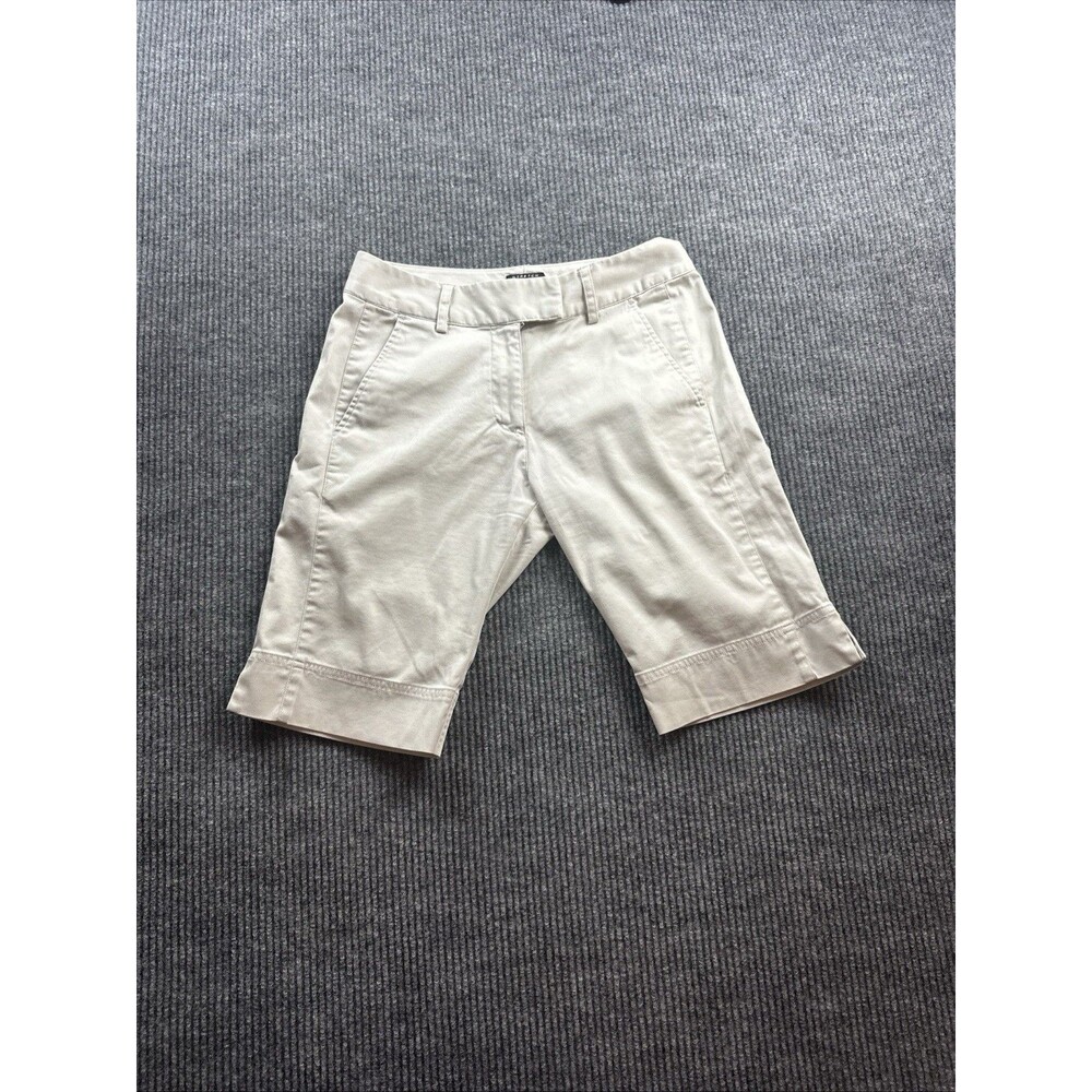 Adidas Womens 4 Khaki Shorts Flat Front Golf Zip Cotton Summer Pocket Chino
